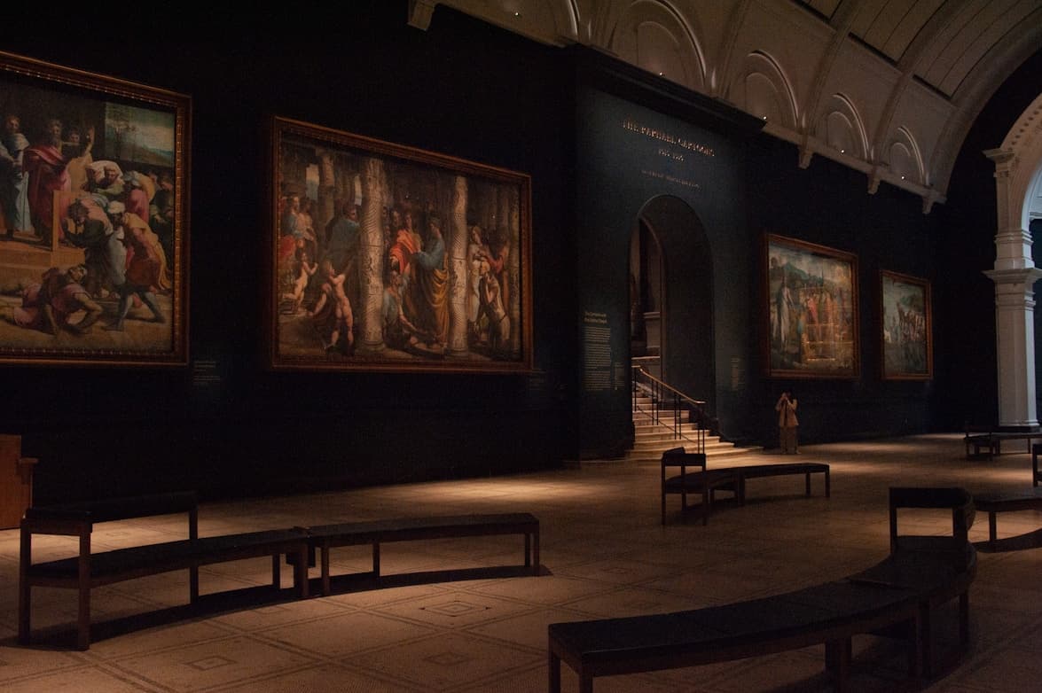 museum visitors viewing art